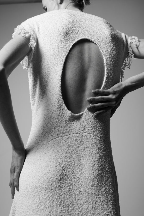 Fray Bouclé Dress Cream