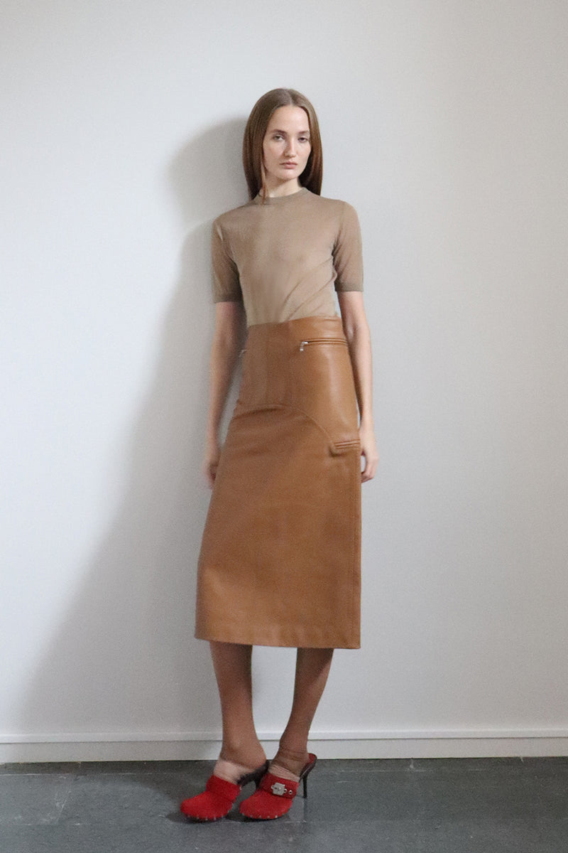 Sorrex Leather Skirt Cedar