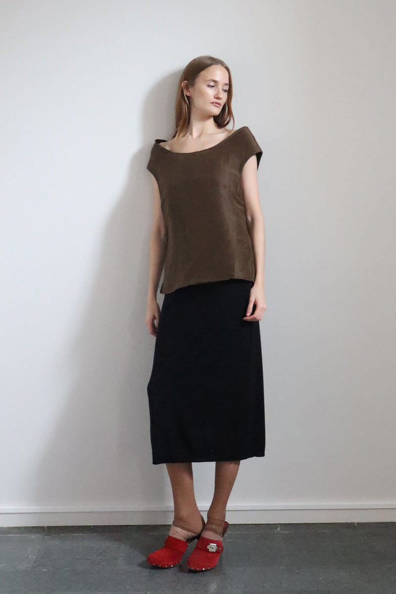 Glitch Sculptural Neck Top Walnut