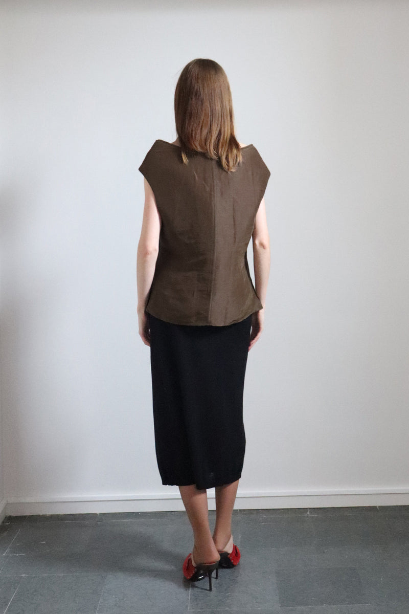 Glitch Sculptural Neck Top Walnut