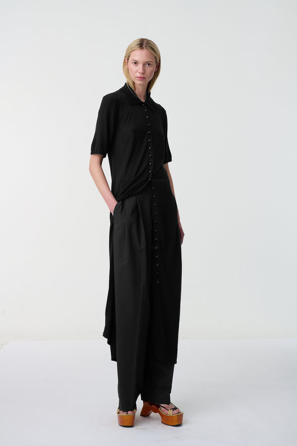 Dée Knitted Polo Dress Black