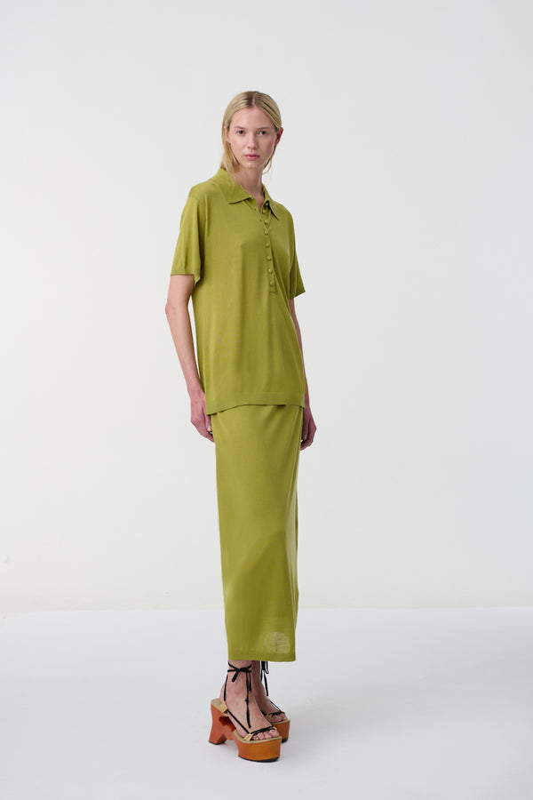 Serra Knitted Polo Pistachio