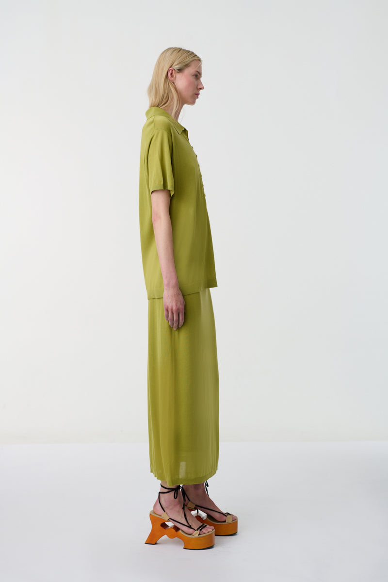 Serra Knitted Polo Pistachio