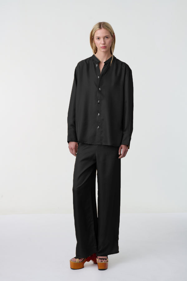 Silene Silk Cufflink Shirt Black