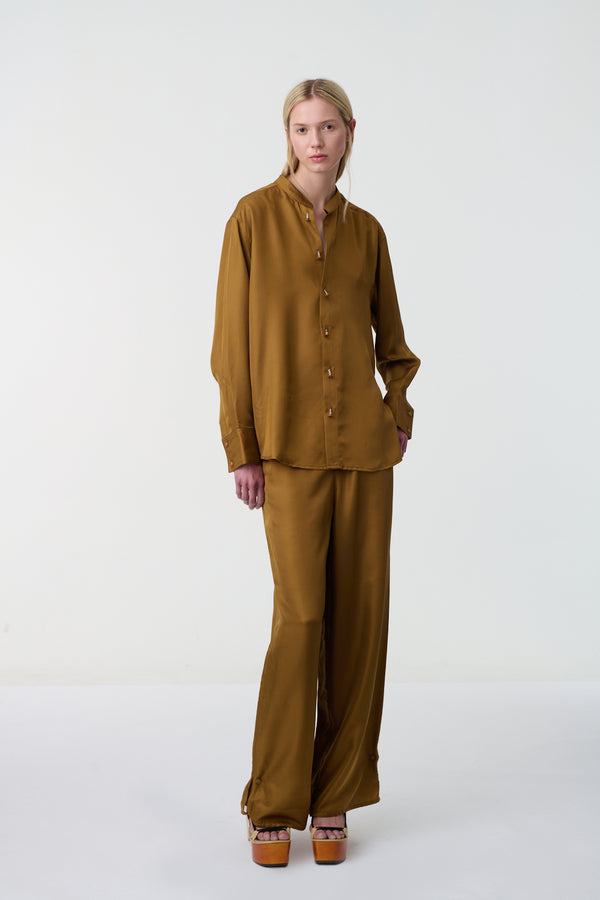 Silene Silk Cufflink Shirt Wood