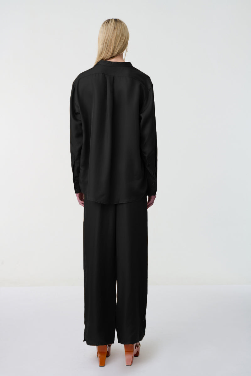 Silene Silk Cufflink Shirt Black