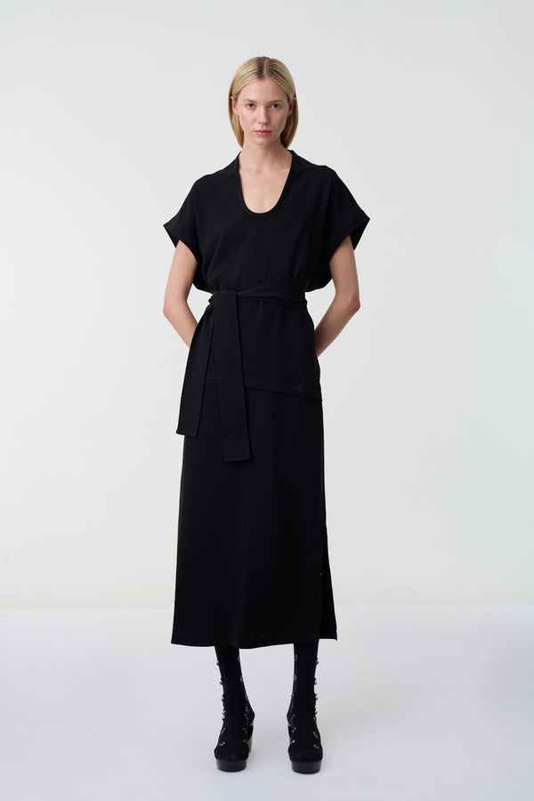 Aeren Double Viscose Skirt Black