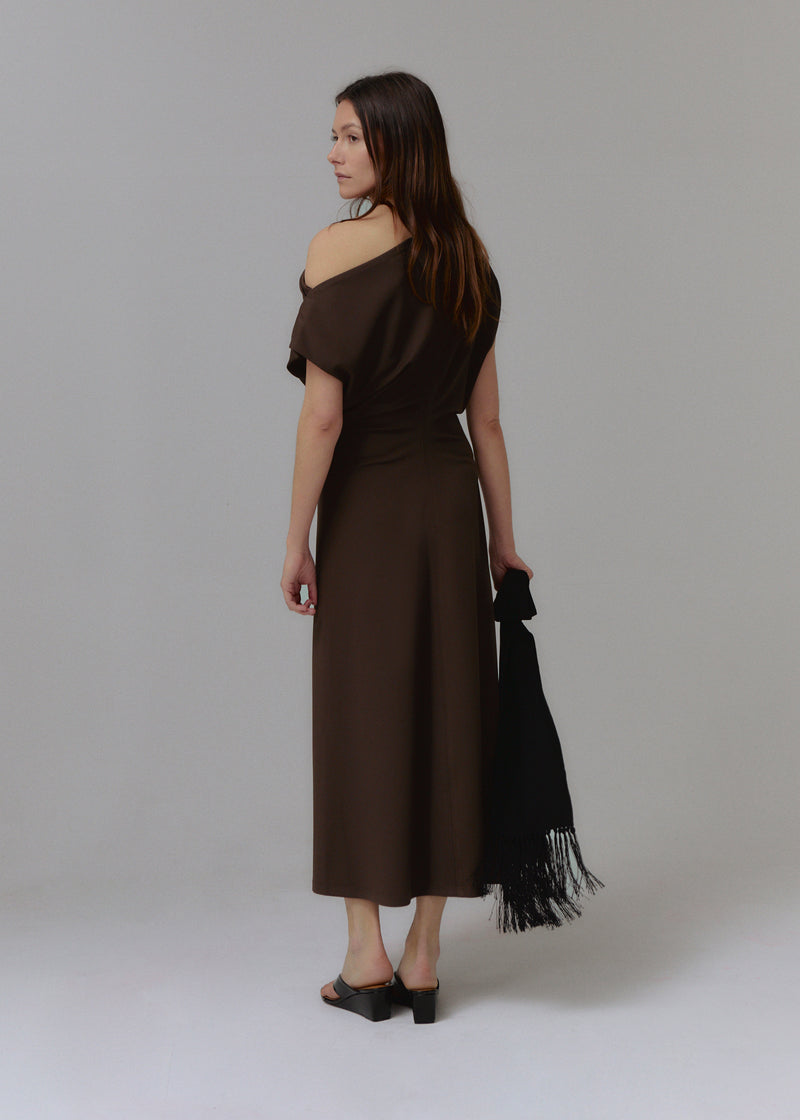Floyd Draped Waist Dress Brown