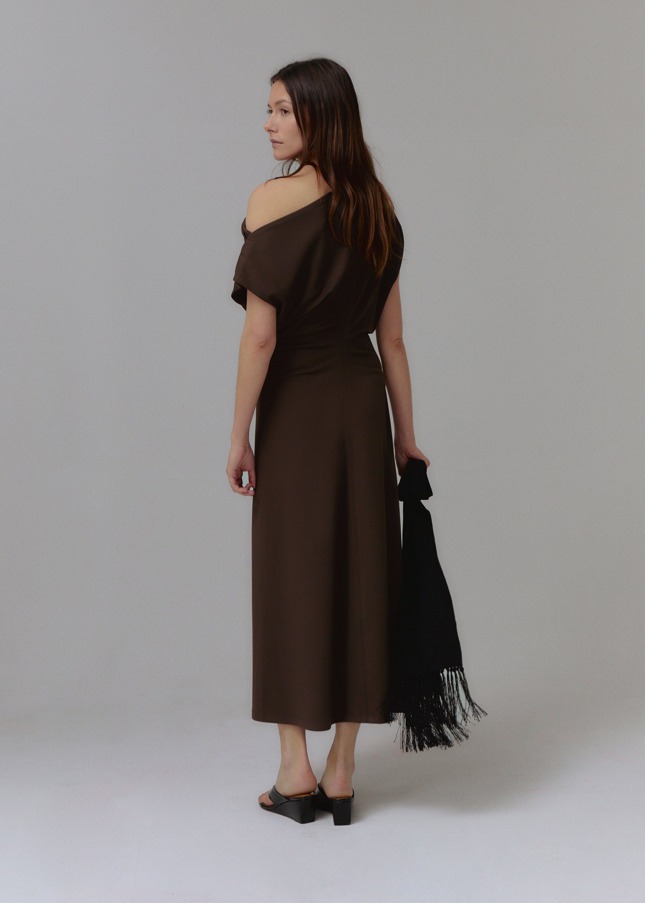 Floyd Draped Waist Dress Brown