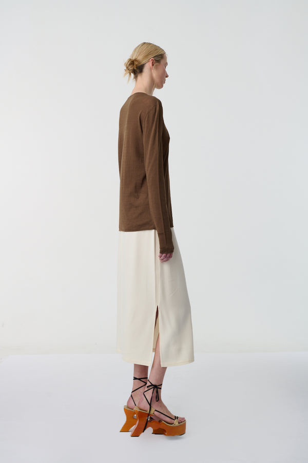 Eugene Cotton Silk Long Sleeve Top Wood