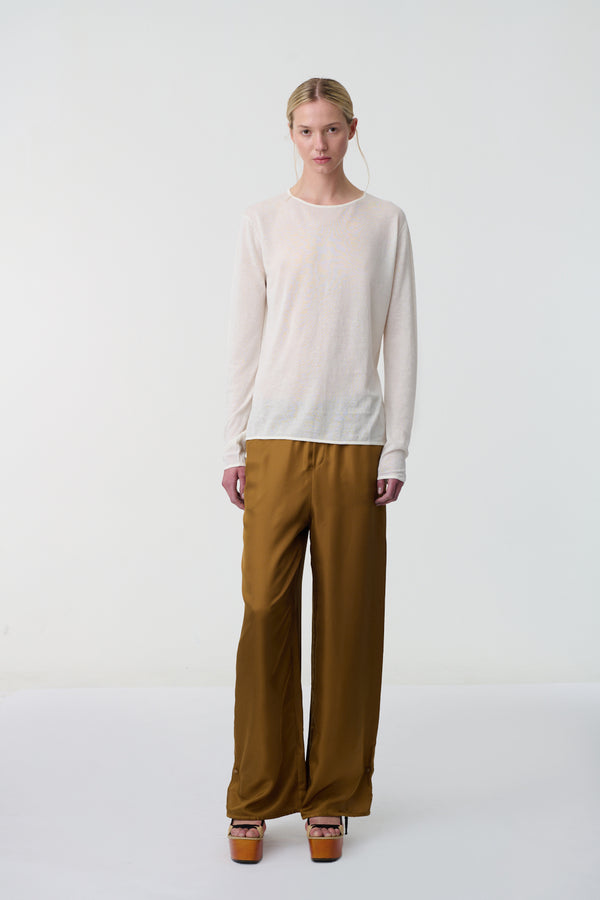 Eugene Cotton Silk Long Sleeve Top Off White