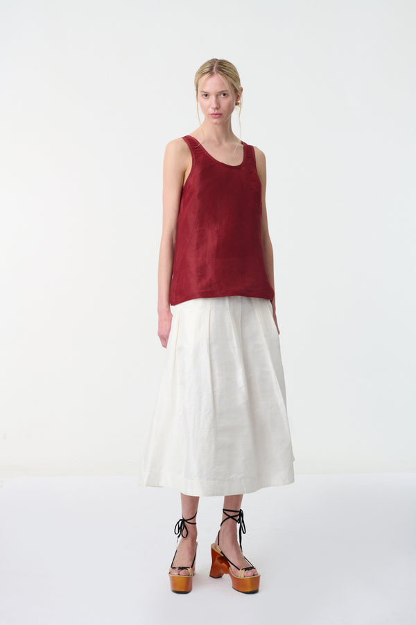 Lomen Linen Silk Tank Top Burgundy