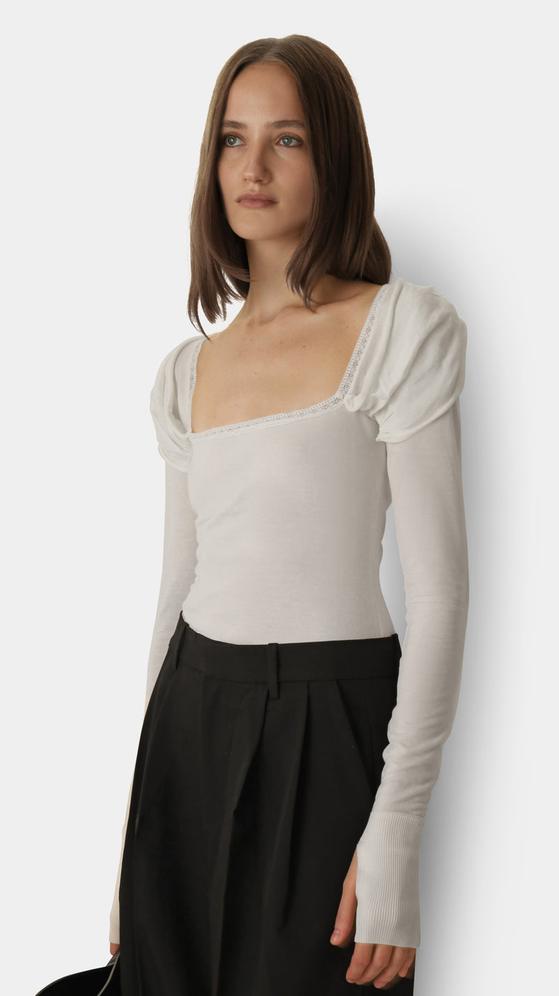 Baroque Long Sleeve Top White