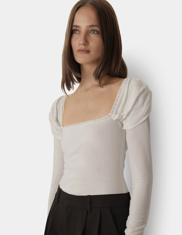 Baroque Long Sleeve Top White