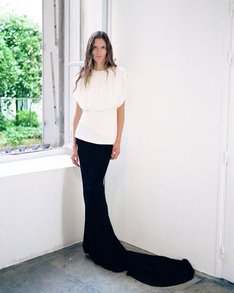 Void Gathered Silk Top Cream
