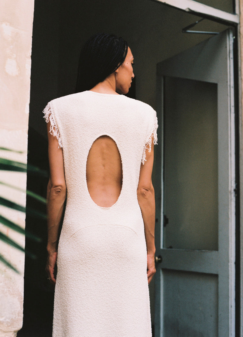 Fray Bouclé Dress Cream