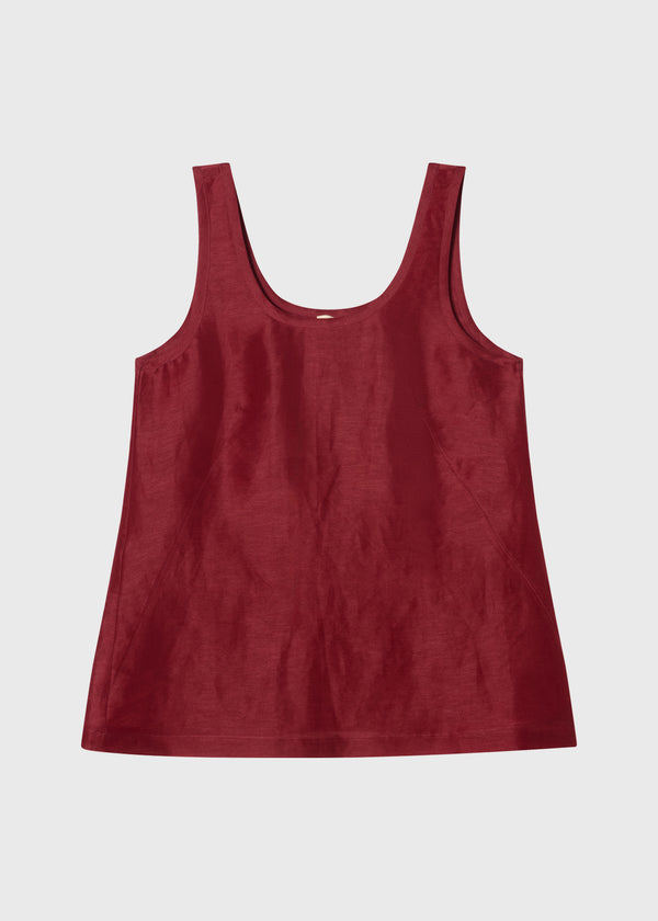 Lomen Linen Silk Tank Top Burgundy