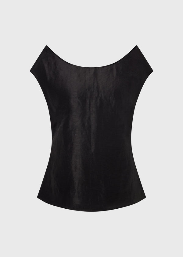 Glitch Sculptural Neck Top Black