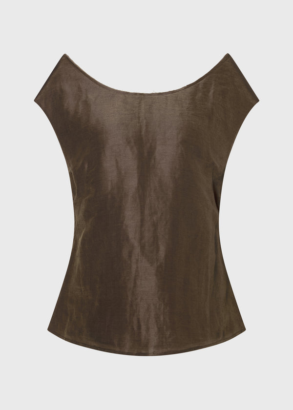 Glitch Sculptural Neck Top Walnut