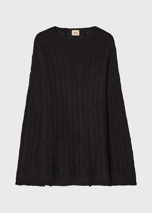 Etta Alpaca Fisherman Sweater Black