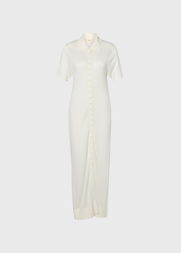 Dée Knitted Polo Dress White