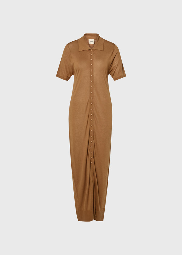 Dée Knitted Polo Dress Wood