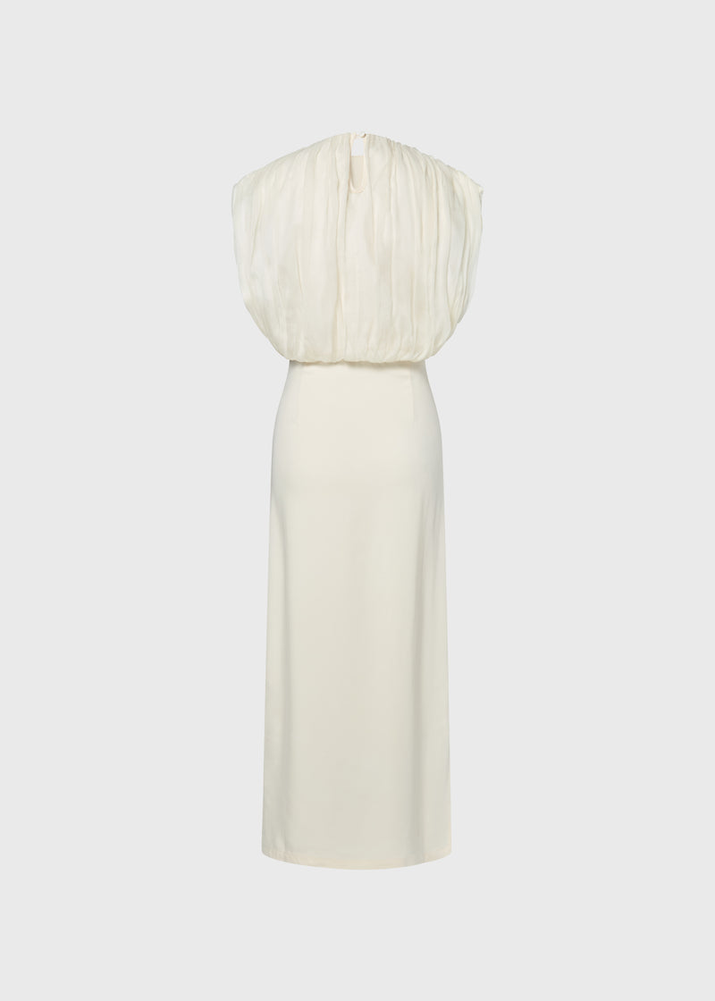 Void Gathered Silk Dress Ivory