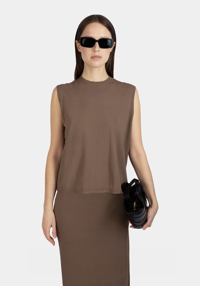 Keeffe Knitted Top Beige