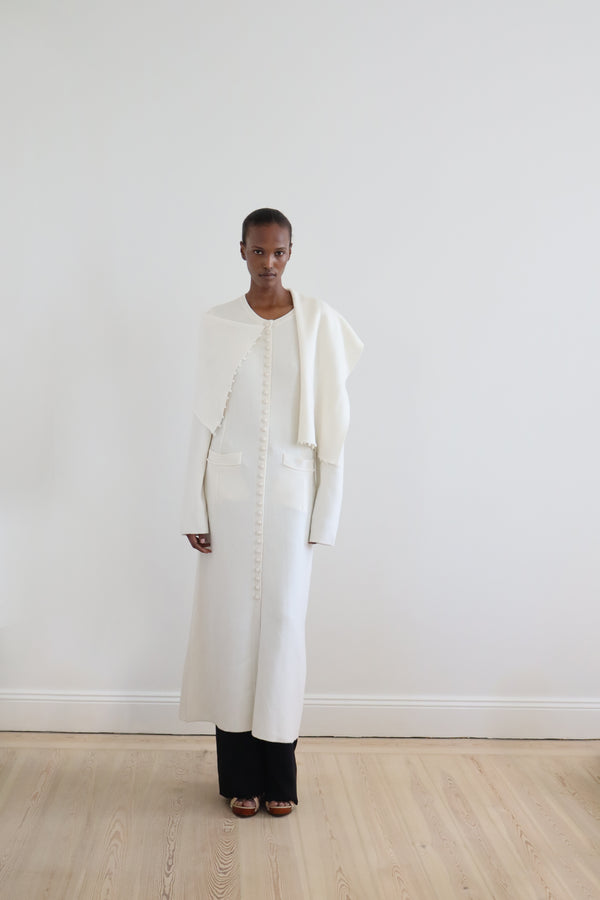 Gerda Maxi Shawl Cardigan Ivory