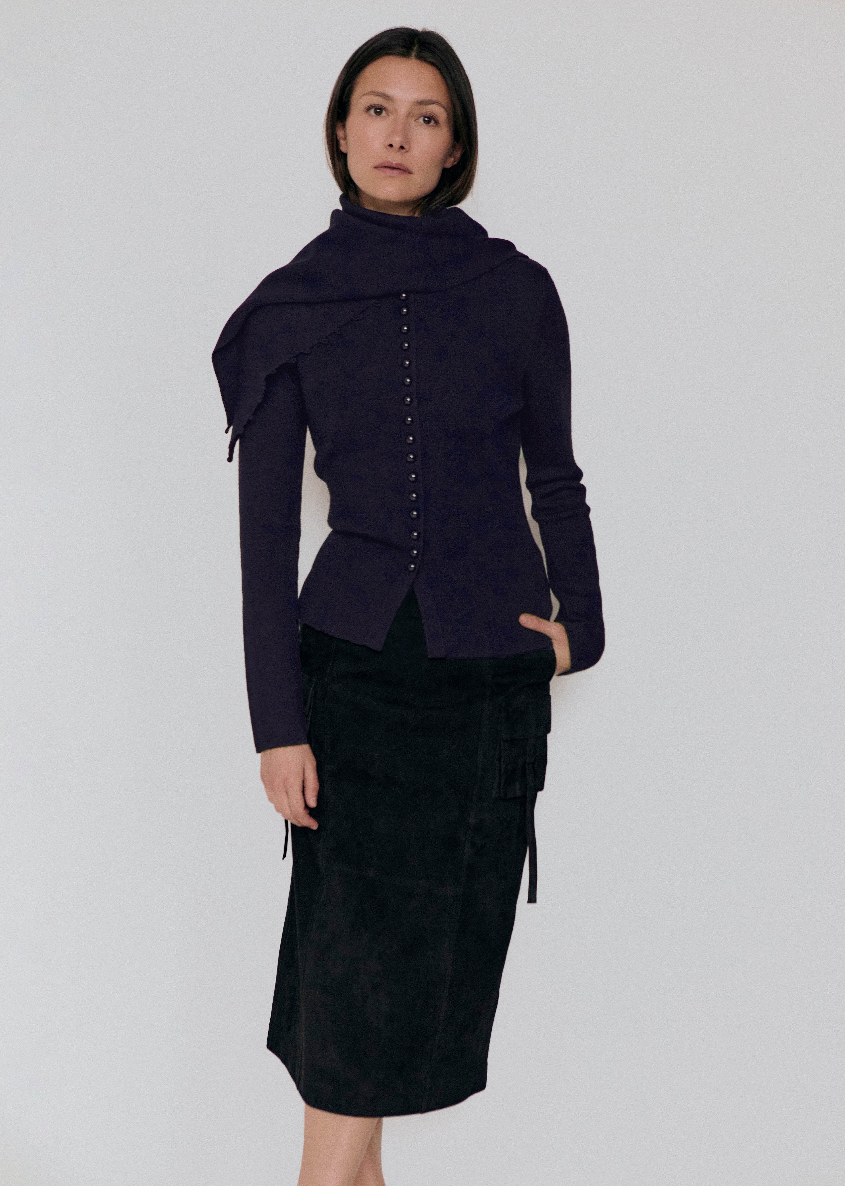 Rooni Shawl Cardigan Dark Navy