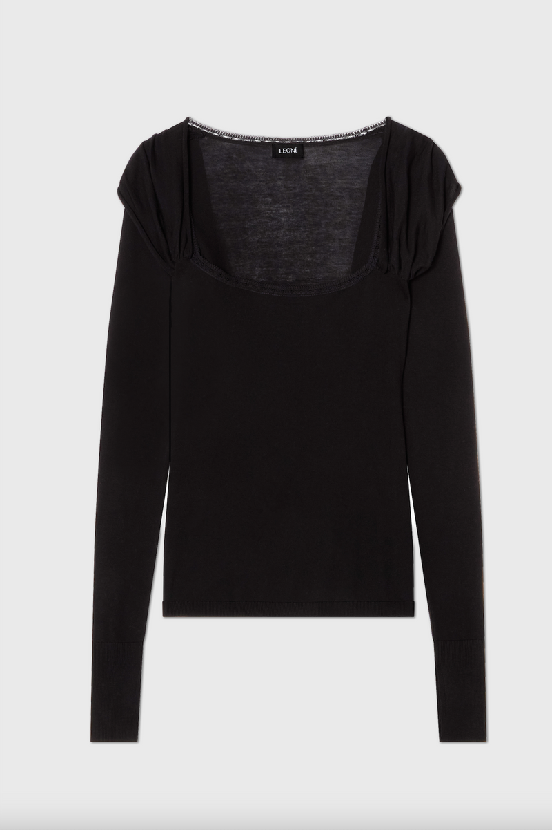 Baroque Long Sleeve Top Black