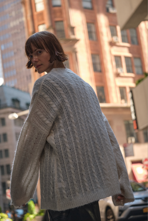 Etta Alpaca Fisherman Sweater Sand