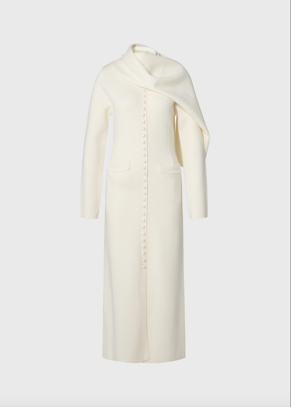 Gerda Maxi Shawl Cardigan Ivory